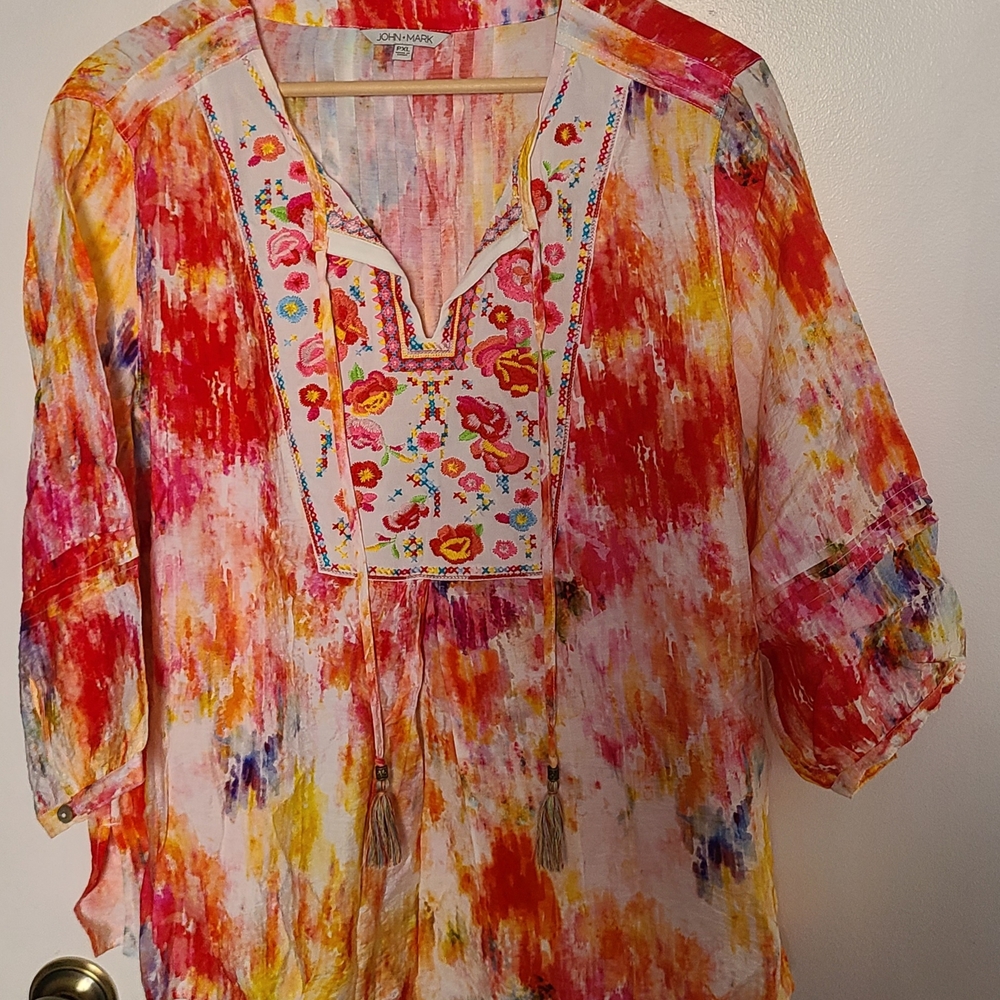 Colorful Women's Top with Embroidered Detail